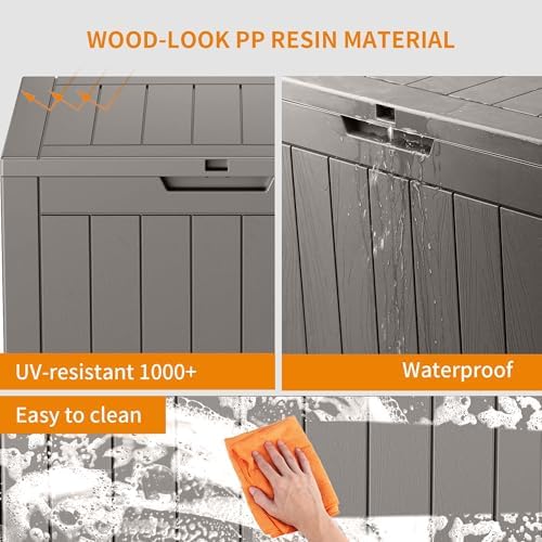 Vixzen 35 Gallon Deck Boxes Outdoor Waterproof, Lockable Resin Storage Box with lid for Furniture Cushions, Weatherproof Containers Outside Storage Boxes for Garden Patio Pool Tools(Black, 35 Gallon) - Image 3