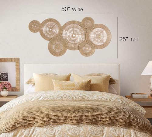 Mokof 7 Pack Handwoven Boho Baskets Wall Decor | Brown | 7"- 17" Diameter - Image 4