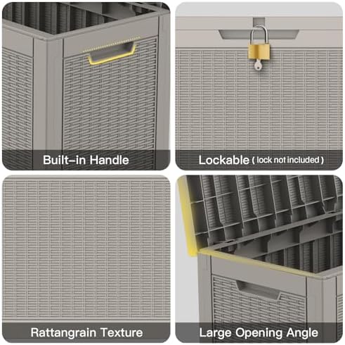 Mars Villa Deck Box, Outdoor Storage Box Waterproof, 60 Gallon, Grey - Image 6