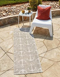 Unique Loom Outdoor Coastal Collection Area Rug - Ahoy (2' x 6' 1" Runner, Gray/ Ivory) by UniqueLoom