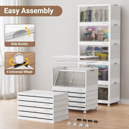 BROVIEW 400Qt Stackable Storage Bins with Lid for Home Dorm, 4Pack White - Image 5