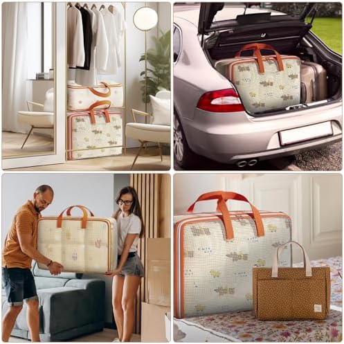4 Large Storage Bags with Lids and Reinforced Handles, Moving Boxes 120L Heavy Duty for Clothes Storage and Travel Laundry Bag (Clear, 4 Pack) - Image 6