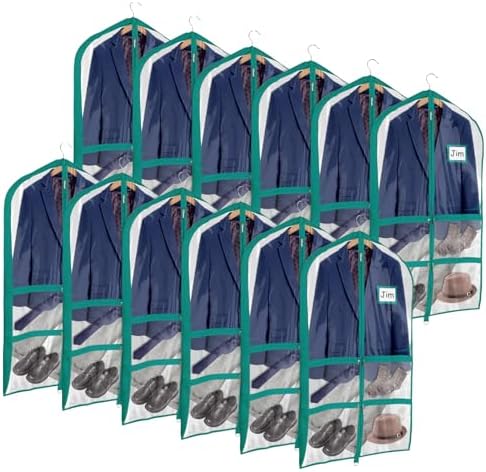 Univivi 40 Inch Dance Costume Bags for Dancers, Clear Blue-Green, 12 Pack by Univivi
