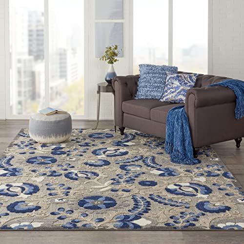 Nourison Home Aloha Natural Blue 7' x 10' Area Rug - Easy Clean, Non Shedding, Bed Room, Living Room, Dining Room, Kitchen (7' x 10') - Image 5