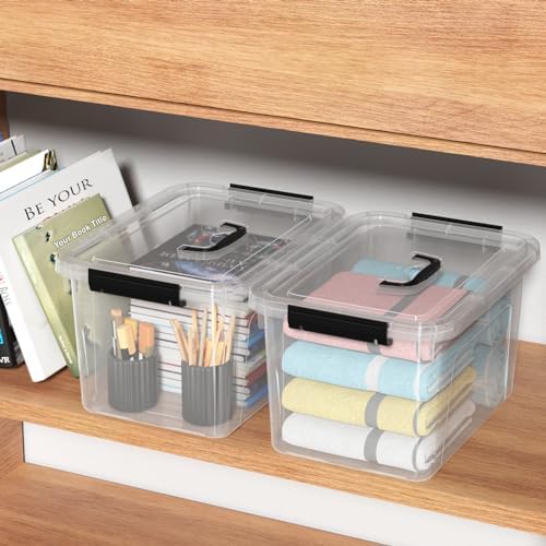12 Quart Plastic Storage Bins with Lids, Plastic Storage Latch Box with Handle, 6 Packs - Image 5