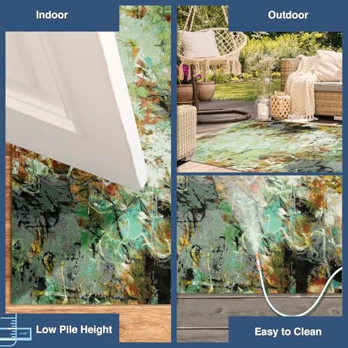 Liora Manne Marina Indoor/Outdoor Power Loomed Synthetic Blend Low Profile Area Rug - Contemporary Graphic Casual Colorful (Cirque Multi) (7'10" x 9'10") - Image 4