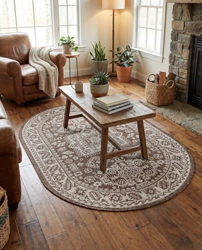 Rugs.com - Outdoor Aztec Rug – 3' 1 x 5' 3 Oval Brown Indoor/Outdoor Rug – Weather Resistant Flatweave, Perfect for Patios, Decks, and Porches - Image 4