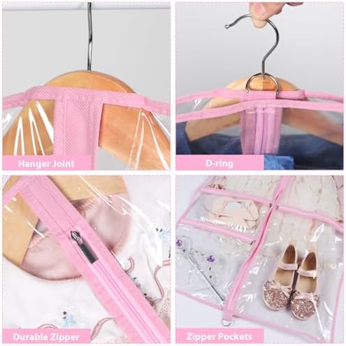 40 Inch Clear Garment Bags for Dance Costumes, 6 Pack, Pink - Image 3