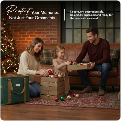 Covermates Adjustable Ornament Storage Bag, 25.5"W x 13"D x 18.5"H, Green - Image 2