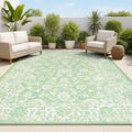 JONATHAN Y Weave Floral Indoor Outdoor Area Rug 9X12 Cream/Green, Tela Bohemian Textured for Backyard, Patio, Porch, Easy-Cleaning, High Traffic, Pet-Friendly, Non-Shedding (SMB100F-9) by JONATHANY
