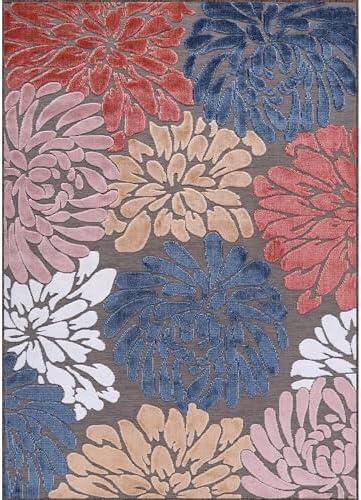 Luul Home Floral Indoor Outdoor Rugs 5x7 Large Area Rug for Living Room, Patio Decor, Kitchen, and Entryway Rug, Washable Stain Resistant Outside Carpet Brown 5 x 7 - Image 3
