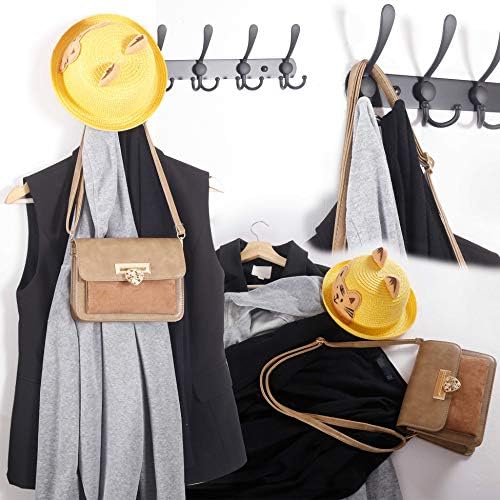 WEBI Coat Rack Wall Mount Long, 8 Tri Hooks for Hanging, 30 Inch Hook Rail, Hanger for Clothes, Jackets, Hats, Black, 2 Packs - Image 5