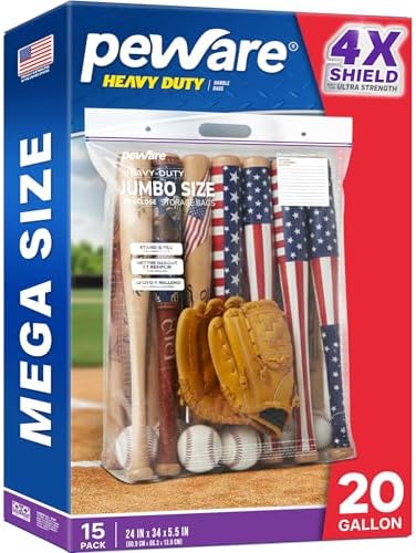 Heavy Duty 20 Gallon Jumbo Storage Bags, 6 Mil Handle Big Zip Seal Lock Bag by Peware