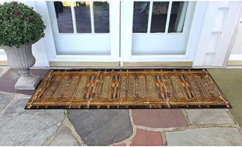 Liora Manne Marina Low Profile Durable Indoor/Outdoor Woven Rug- Tribal Stripe Gold 1'11" x 4'11" - Image 5