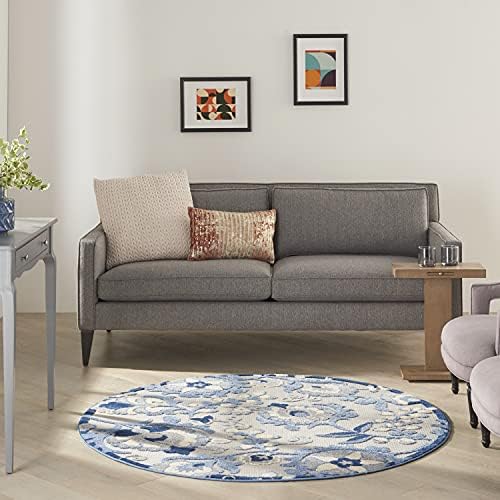 Nourison Home Aloha Blue Grey 4' x Round Area Rug - Easy Clean, Non Shedding, Bed Room, Living Room, Dining Room, Kitchen (4' x Round) - Image 6