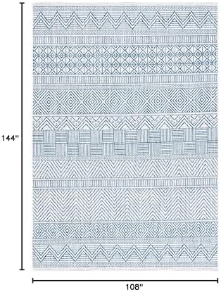 SAFAVIEH Courtyard Collection 9' x 12' Ivory/Navy CY8196 Indoor/ Outdoor Waterproof Easy Cleaning Patio Backyard Mudroom Area Rug - Image 7