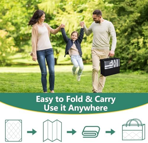 Acekool 9x12ft Outdoor Rug Waterproof, Foldable Reversible Plastic Straw Area Rugs Mat for Camper, RV Mat Outside, Indoor Outdoor Carpet for Porch, Black & White - Image 5