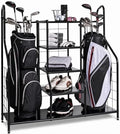 Morvat Golf Organizer for Golf Bags, Clubs, Gadgets, Travel Stuff, & Accessories, Adjustable Feet, Store and Organize Your Equipment, Holds 2 Golf Bags & 5 Metal Accessory Shelves, 38x36x16 by Morvat