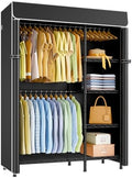 ULIFHOME F2C Clothes Rack with Cover, Black Clothing Racks Heavy Duty by UlifHome