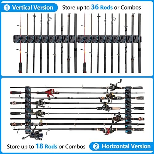 PLUSINNO 4 Pack Vertical Fishing Rod Rack, Wall Mounted Fishing Rod holder, 4 Packs Fishing Pole Holders Hold Up to 36 Rods or Combos, Fishing rod holders for garage, Fishing Gear and Gifts for Men - Image 5