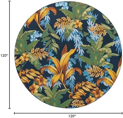 Unique Loom Outdoor Botanical Collection Area Rug - Calypso (10' Round, Multi/ Light Blue) - Image 2
