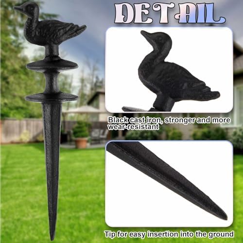 Tandefio 3 Pcs Garden Hose Guide Stakes, Owls Squirrels Ducks Cast Iron - Image 2