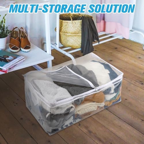 HIBAG 20 Gallon Large Storage Bag for Clothes, Zipper Clothing Storage Bag, Clear Organizer with Reinforced Handles, for Comforters Blankets Pillows Bedding (4 Pack) - Image 3