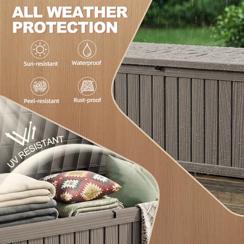 EFU Outdoor Storage Box 210 Gallon Deck Box, Waterproof Resin, Grey - Image 2