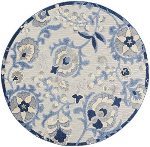 Nourison Home Aloha Blue Grey 4' x Round Area Rug - Easy Clean, Non Shedding, Bed Room, Living Room, Dining Room, Kitchen (4' x Round) - Image 3