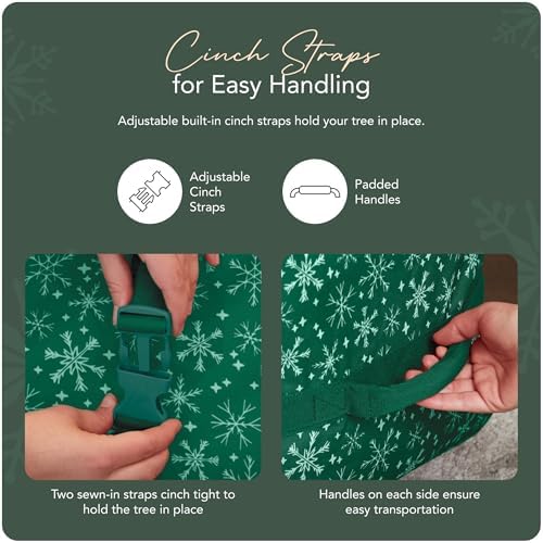 Covermates Christmas Tree Cinch Bag, 48" W x 20" D x 20" H, Green Snowflake - Image 5