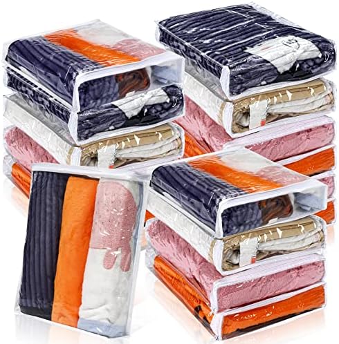 Kingdder 16 Pcs Clear Zippered Storage Bags Plastic Sweater Bag with Zipper by Kingdder