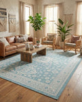 Rugs.com - Outdoor Aztec Rug – 10' x 13' 1 Aqua Indoor/Outdoor Rug – Weather Resistant and Washable, Perfect for Patios, Decks, and Porches by Rugscom