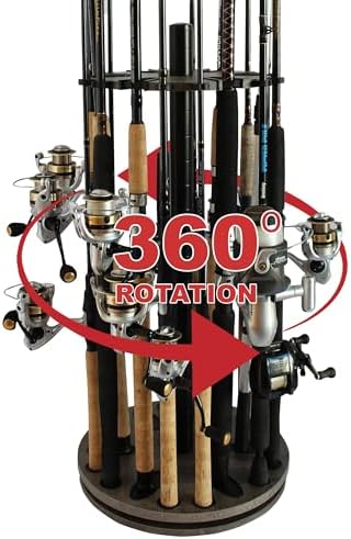 Rush Creek Creations Fishing Rod Holders for Garage 360 Degree Rotating by RushCreekCreations