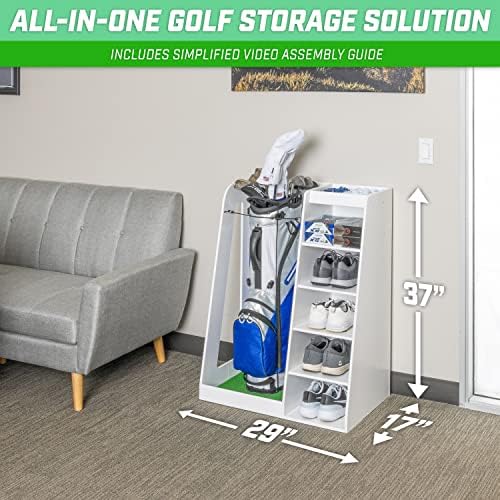GoSports Premium Wooden Golf Bag Organizer and Storage Rack - Black, White or Brown Finish - Image 5