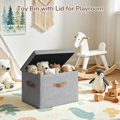 CHICVITA 4-Pack Large Fabric Storage Bins with Lids for Closet,Grey - Image 6
