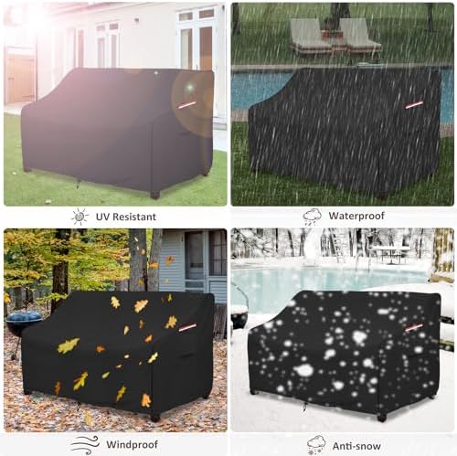 Okcool Heavy Duty Patio Sofa Cover, 100% Waterproof 3-Seater Outdoor Sofa Cover Fits up to 79W x 38D x 35H Inches, Lawn Patio Furniture Covers,Black - Image 7