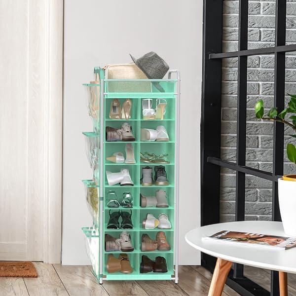 Simple Houseware 16 Cube Shoe Stand Tower Rack 8 Tier, Turquoise - Image 5