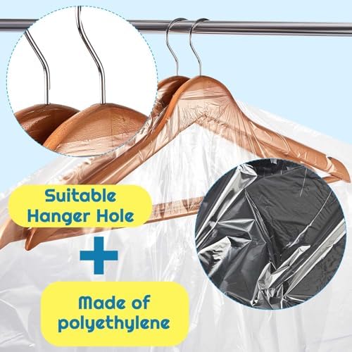 Patelai 40 Pcs 72/40inch Dry Cleaning Bags Extra Long Garment Bags for Hanging Clothes Dry Cleaner Plastic Garment for Launderette Wedding Dresses Suits Coats - Image 4