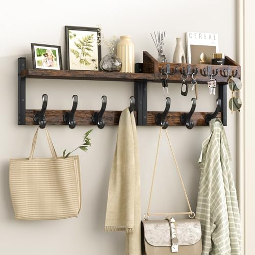 Evermagin 29" Coat Rack Wall Mount with Shelf for Entryway, Rustic Brown by Evermagin