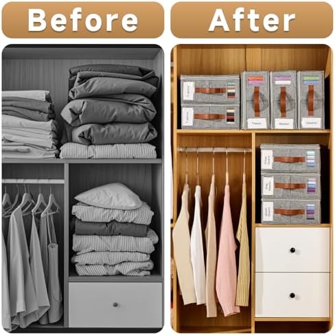 6pack Bed Sheet Organizer, Foldable Linen Closet Organizers and Storage with Sealed Design, Queen & King Size Sheet Storage with Window, Closet Organizer for Bedsheets/Blankets/Clothes, Linen - Image 2