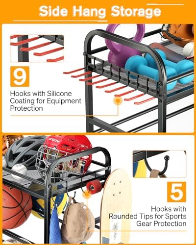 EXTCCT Garage Sports Equipment Organizer - Rolling Ball Storage with Wheels - Image 5