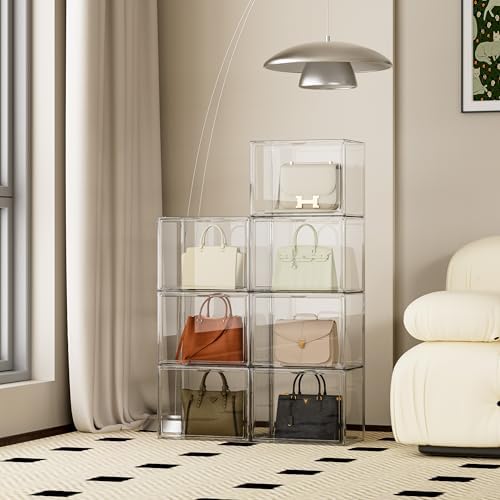 5 Pack Purse Organizer for Closet Acrylic Display Cases Clear Storage Boxes - Image 3