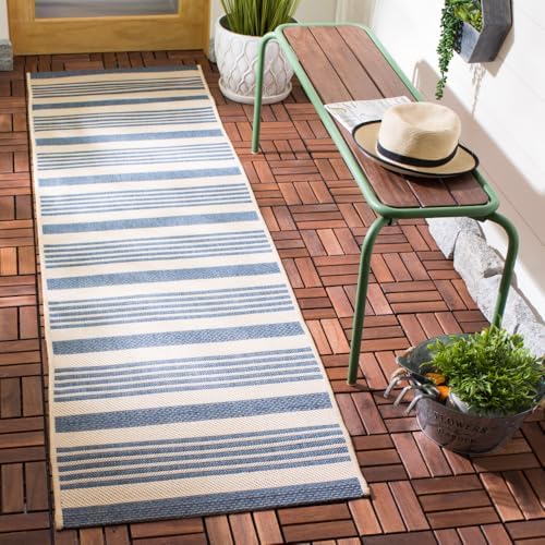 SAFAVIEH Courtyard Outdoor Runner Rug 2'3"x8', Beige & Blue CY6062-233 by Unknown
