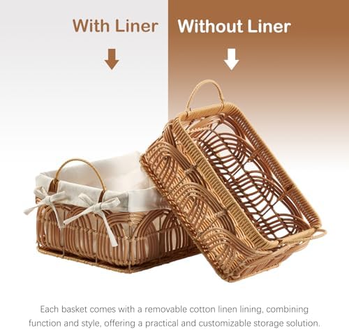 2PCS Plastic Wicker Storage Baskets Set Handmade Woven Boxes - Image 3