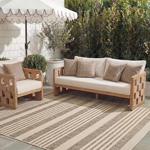SAFAVIEH Courtyard Outdoor Area Rug 9x12, Large Brown & Bone CY6062-242 by Unknown