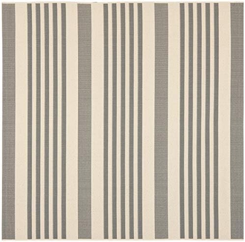 SAFAVIEH Courtyard Outdoor Square Rug 6'7", Grey & Bone CY6062-236 - Image 2