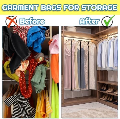 Amylove 20 Pcs 60" Garment Bags Bulk for Dresses Gowns Storage - Image 5