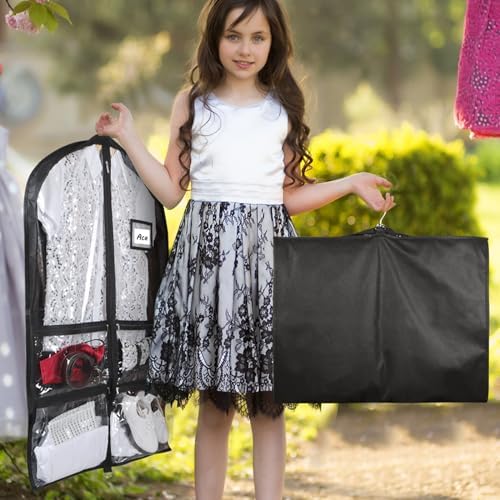 Syeeiex 40 Inch Clear Dance Costume Garment Bag, Black, 5 Pack - Image 3