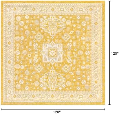 Rugs.com - Outdoor Aztec Rug – 10 Ft Square Yellow Indoor/Outdoor Rug – Weather Resistant, Easy to Clean, Perfect for Patios and Decks - Image 2