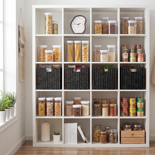 StorageWorks 11 inch Cube Storage Bins, Foldable Wicker Baskets, Black - Image 2